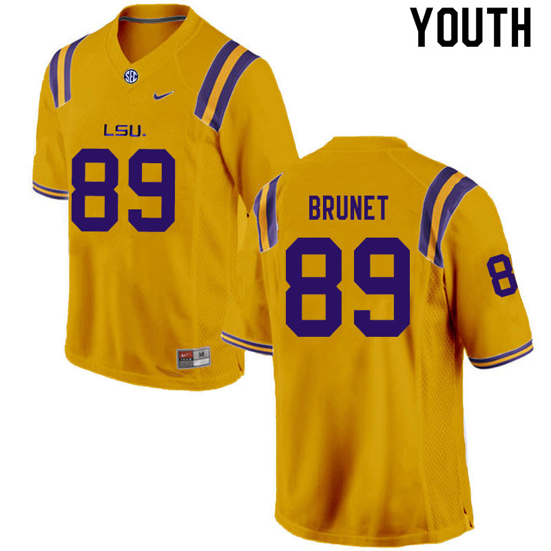 Youth #89 Colby Brunet LSU Tigers College Football Jerseys Sale-Gold